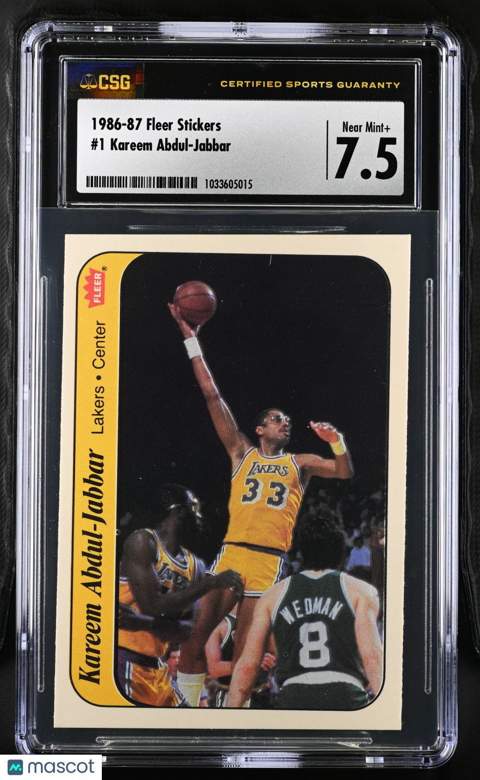 1986-87 Fleer Stickers Kareem Abdul-Jabbar #1 CGC 7.5