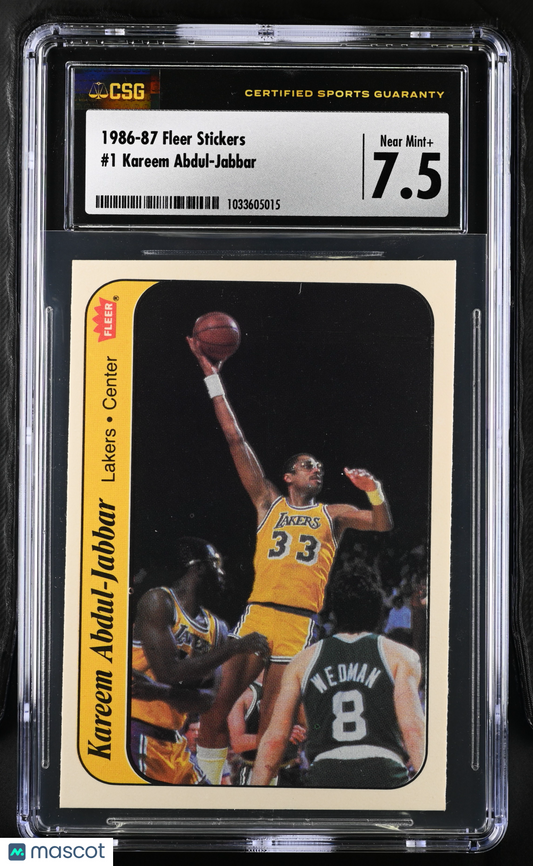 1986-87 Fleer Stickers Kareem Abdul-Jabbar #1 CGC 7.5
