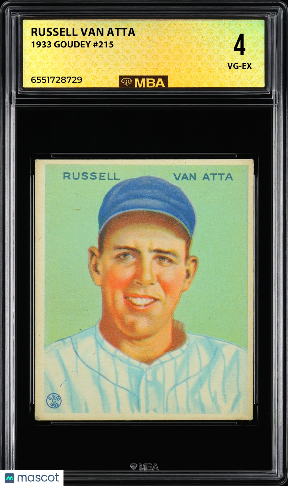1933 Goudey Russell Van Atta #215 MBA 4