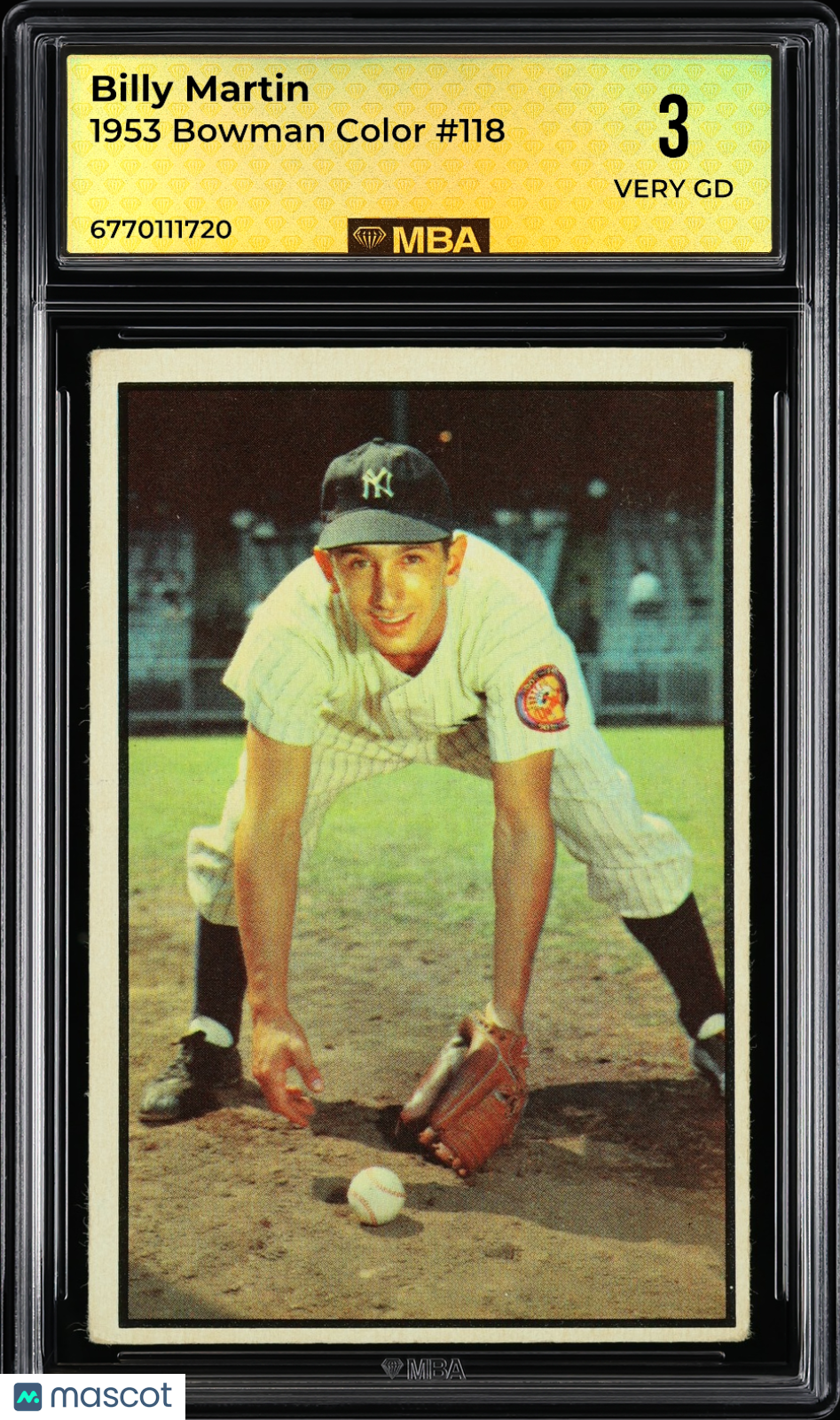 1953 Bowman Color Billy Martin #118 MBA 3