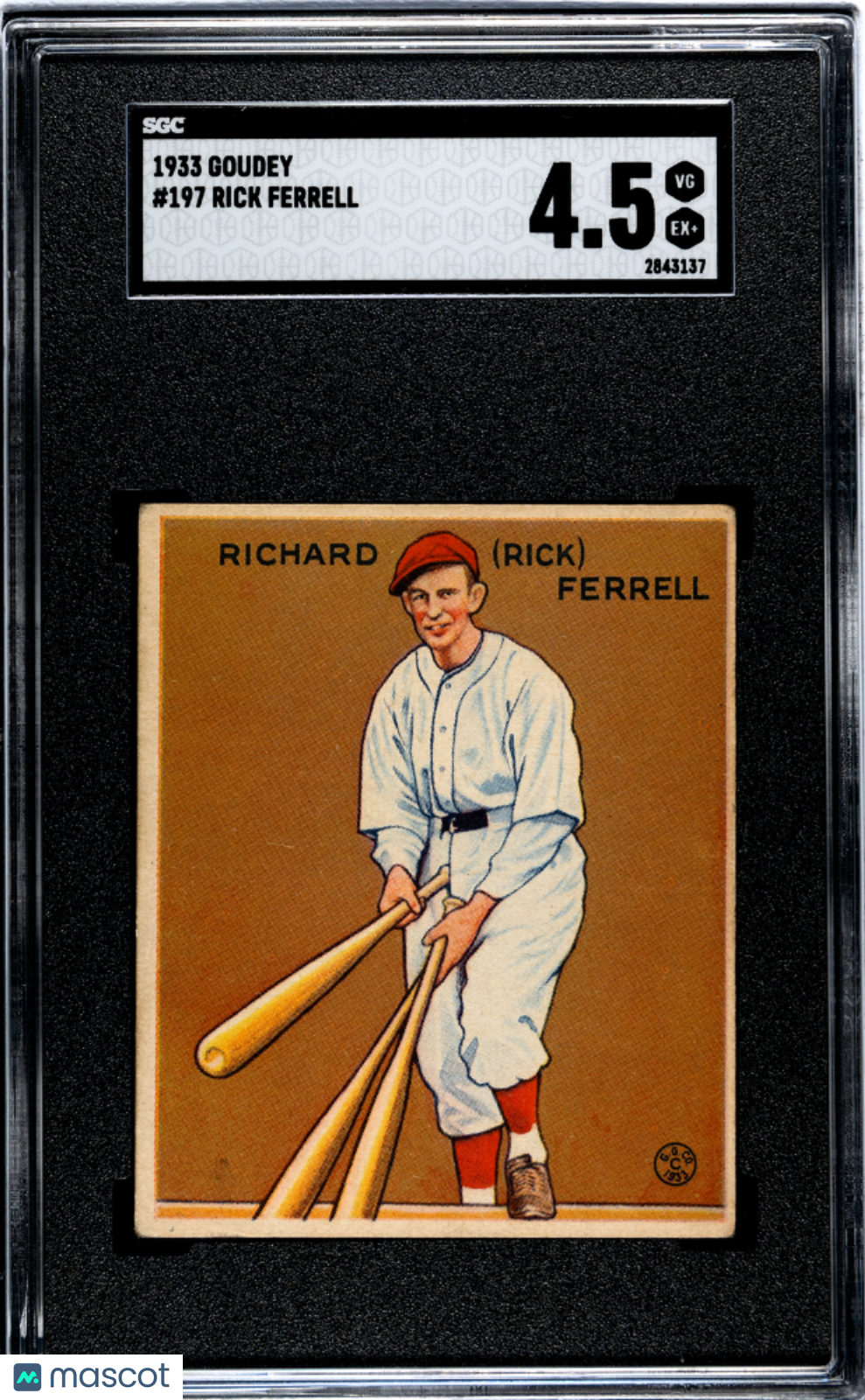 1933 Goudey Rick Ferrell #197 SGC 4.5