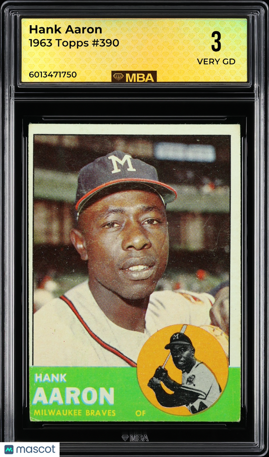 1963 Topps Hank Aaron #390 MBA 3
