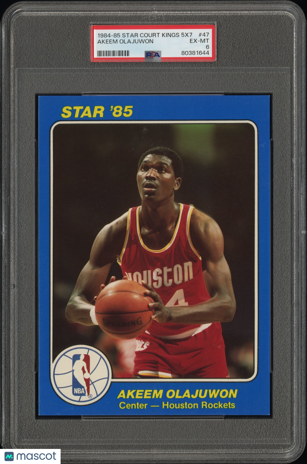 1984-85 Star Court Kings Supers 5X7 Akeem Olajuwon #47 PSA 6