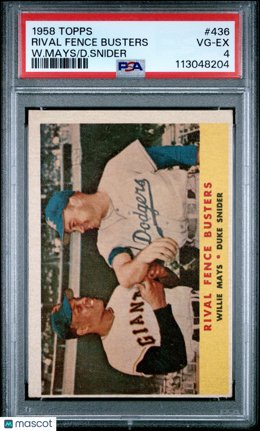 1958 Topps Rival Fence Busters #436 W. Mays D. Snider PSA 4