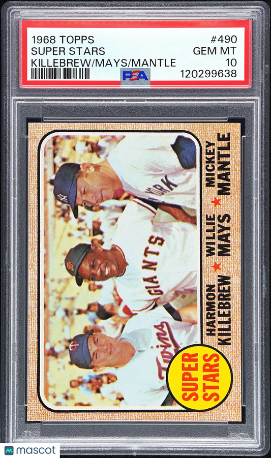 1968 Topps Super Stars #490 Killebrew Mays Mantle PSA 10