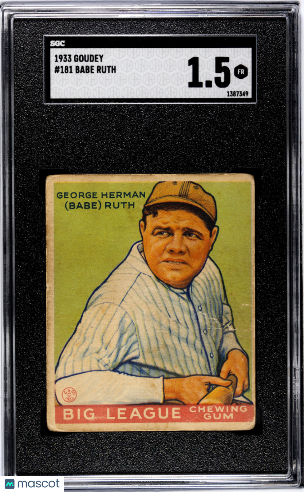 1933 Goudey Babe Ruth #181 SGC 1.5