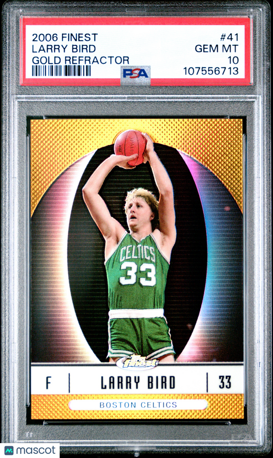 2006 Finest Larry Bird #41 Gold Refractor PSA 10