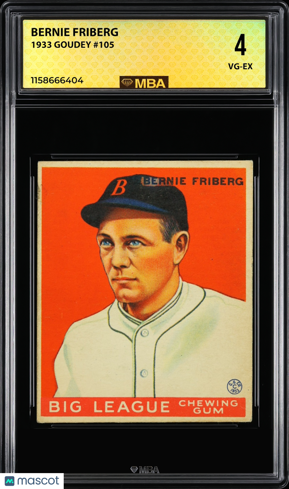 1933 Goudey Bernie Friberg #105 MBA 4