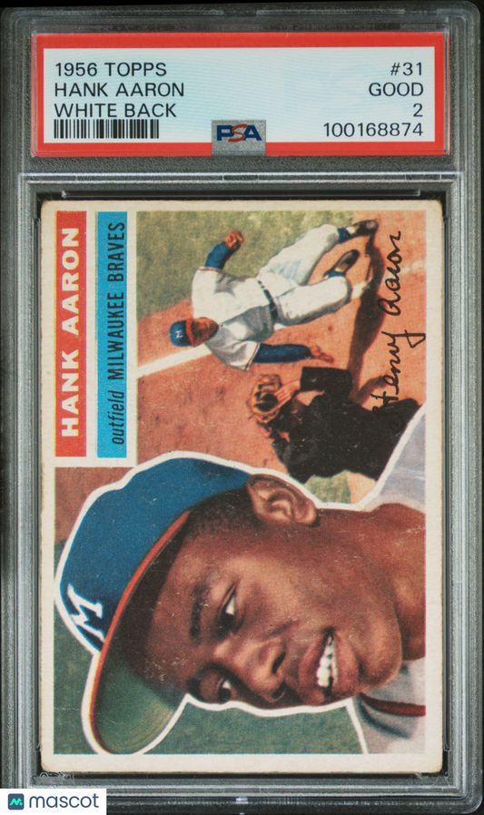 1956 Topps Hank Aaron #31 White Back PSA 2