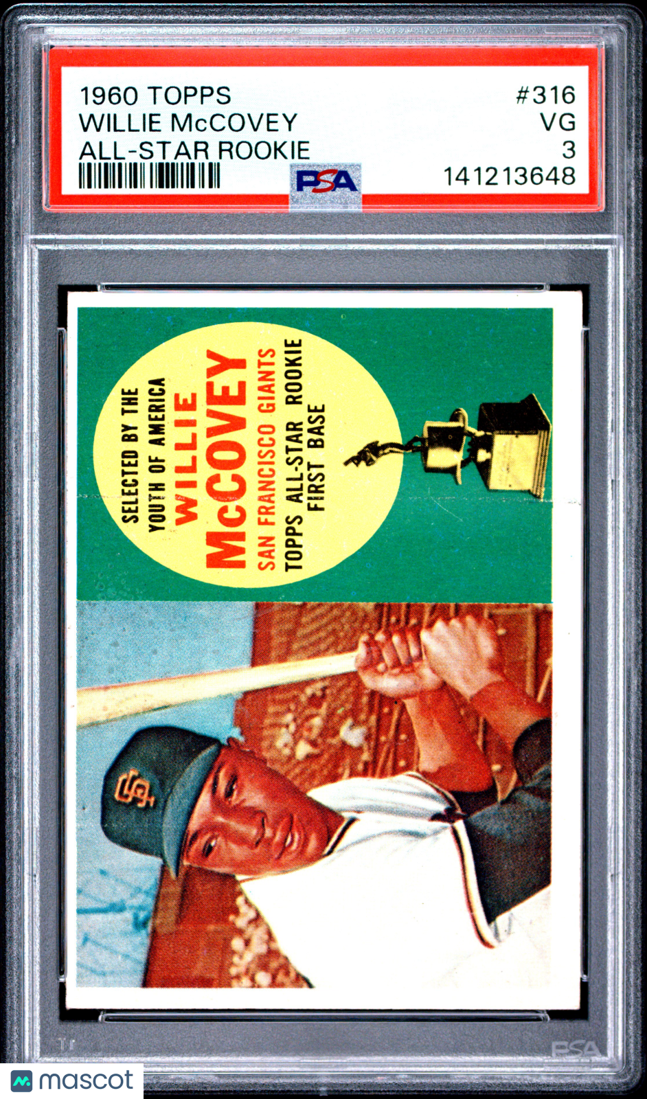 1960 Topps Willie Mccovey #316 All Star Rookie PSA 3