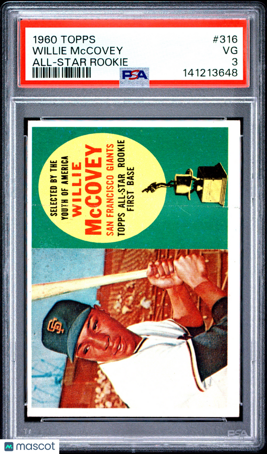 1960 Topps Willie Mccovey #316 All Star Rookie PSA 3