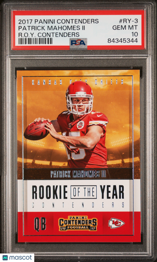 2017 Panini Contenders Rookie Of The Year Patrick Mahomes II #RY-3 PSA 10