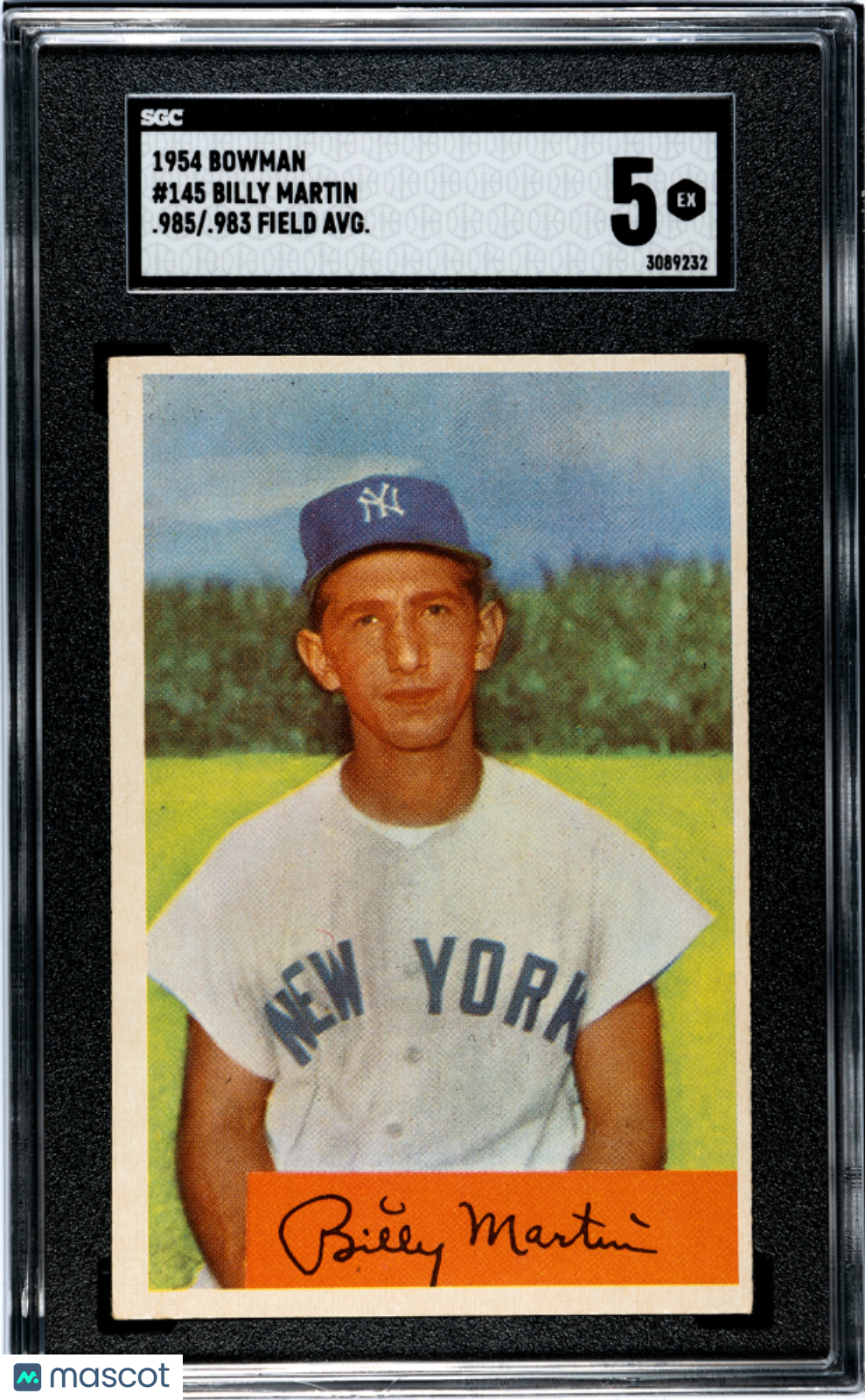 1954 Bowman Billy Martin #145. 985. 983 Field Avg. SGC 5