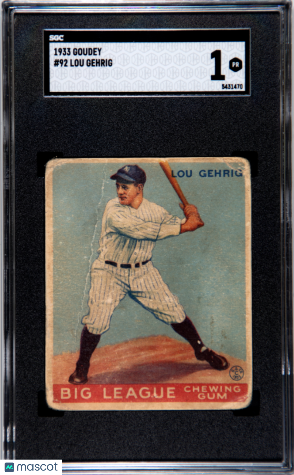 1933 Goudey Lou Gehrig #92 SGC 1