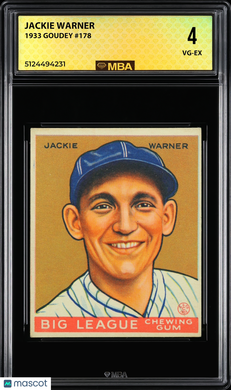 1933 Goudey Jackie Warner #178 MBA 4