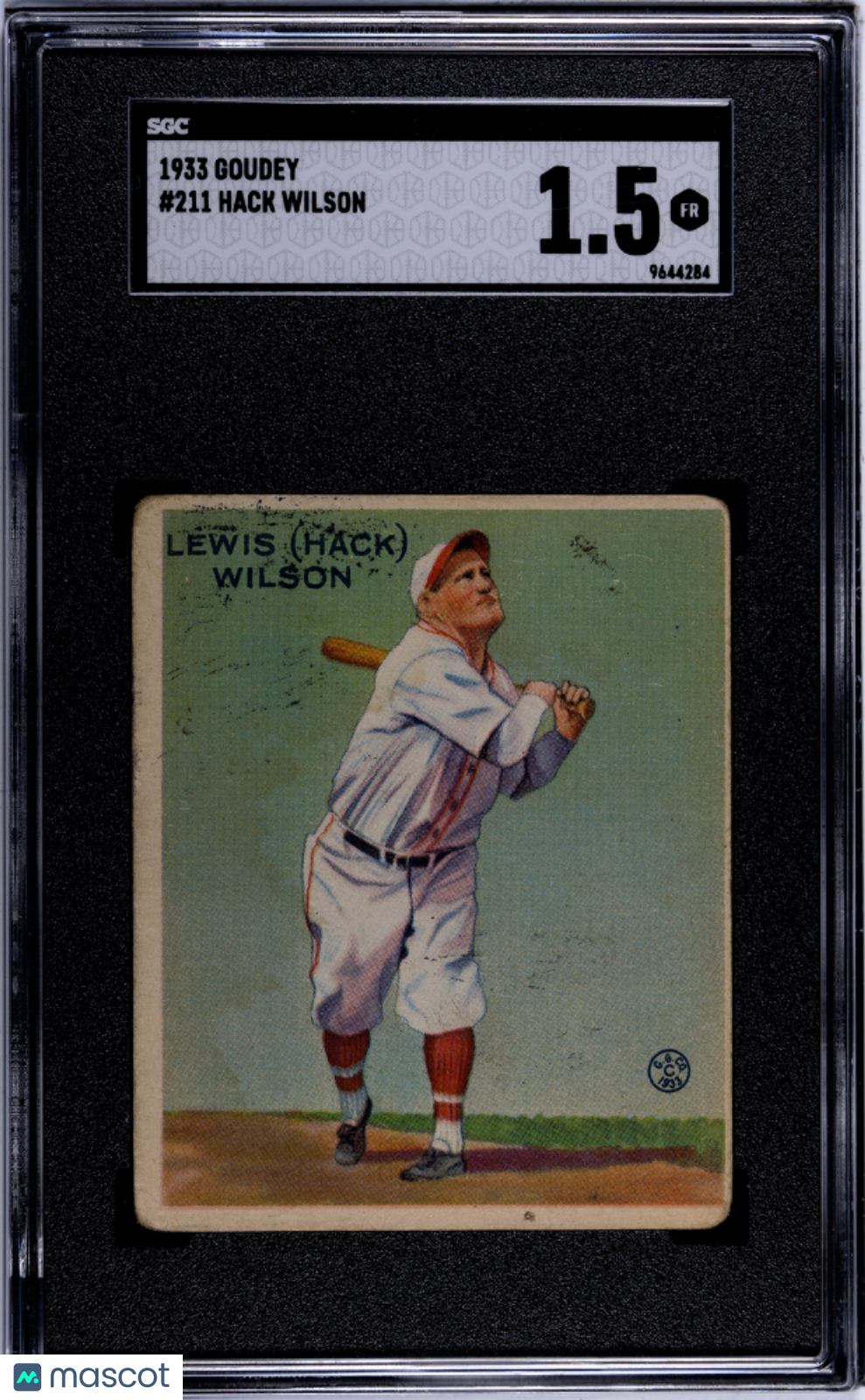 1933 Goudey Hack Wilson #211 SGC 1.5