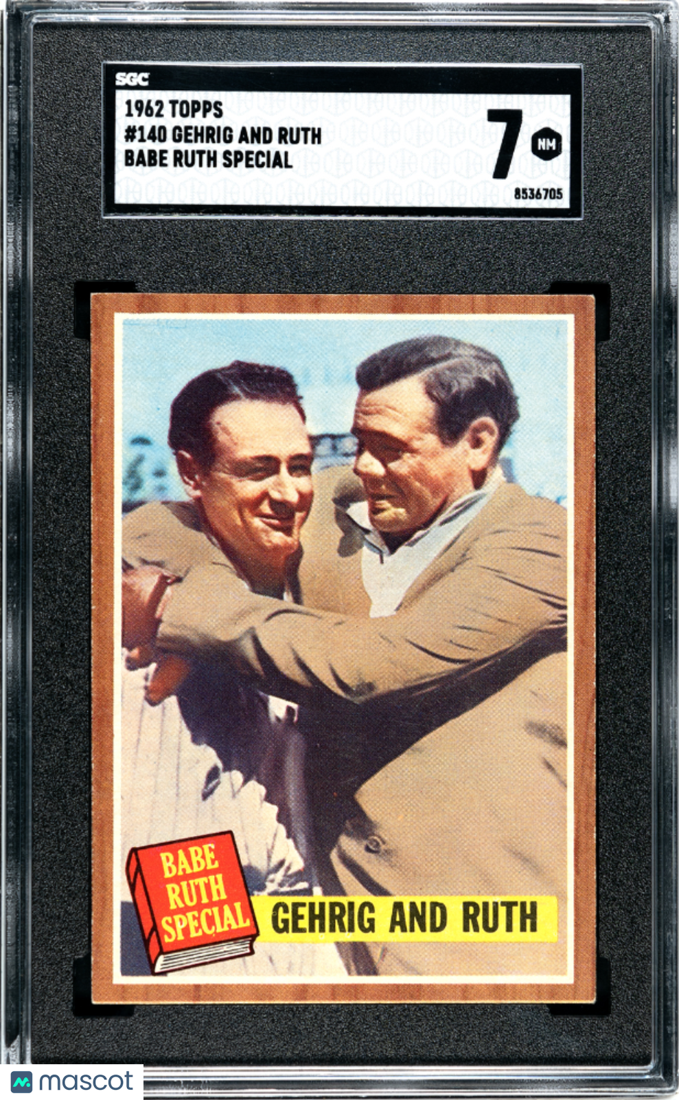 1962 Topps Gehrig And Ruth #140 Babe Ruth Special SGC 7