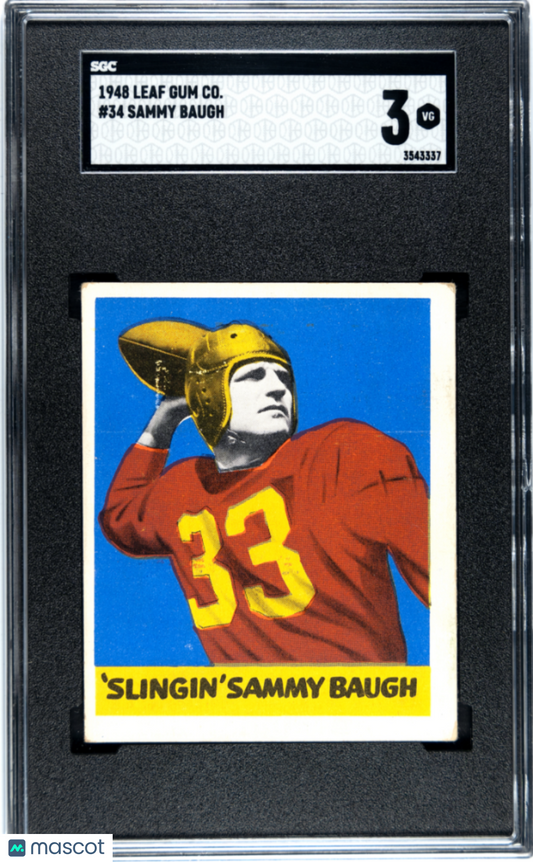 1948 Leaf Gum Co. Sammy Baugh #34 SGC 3