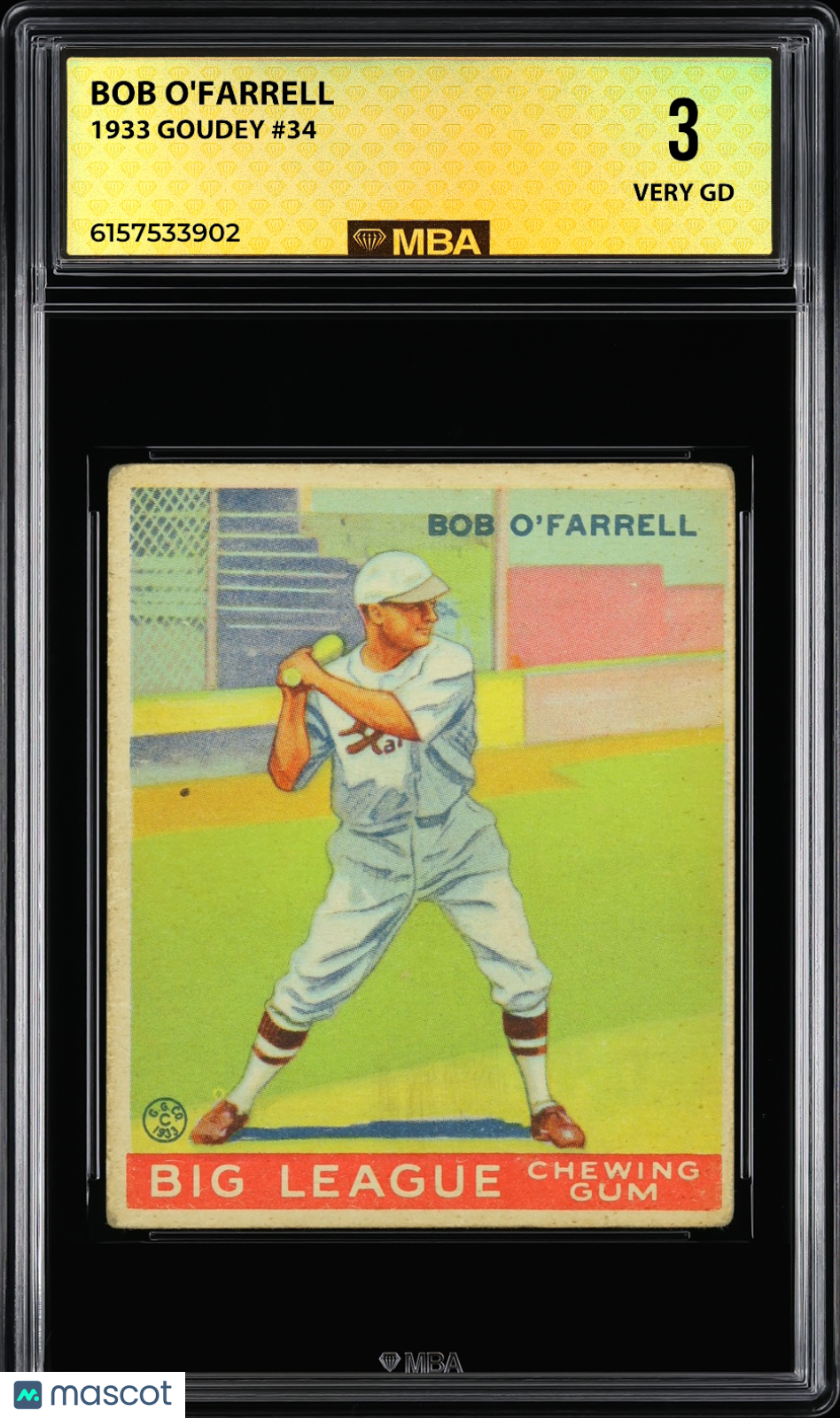 1933 Goudey Bob O'Farrell #34 MBA 3