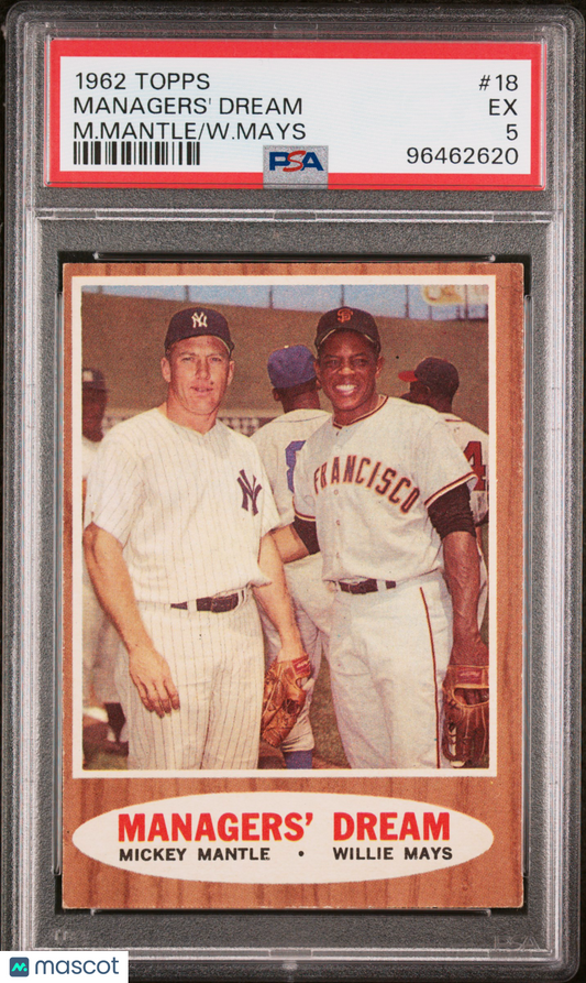 1962 Topps Managers' Dream #18 M. Mantle W. Mays PSA 5