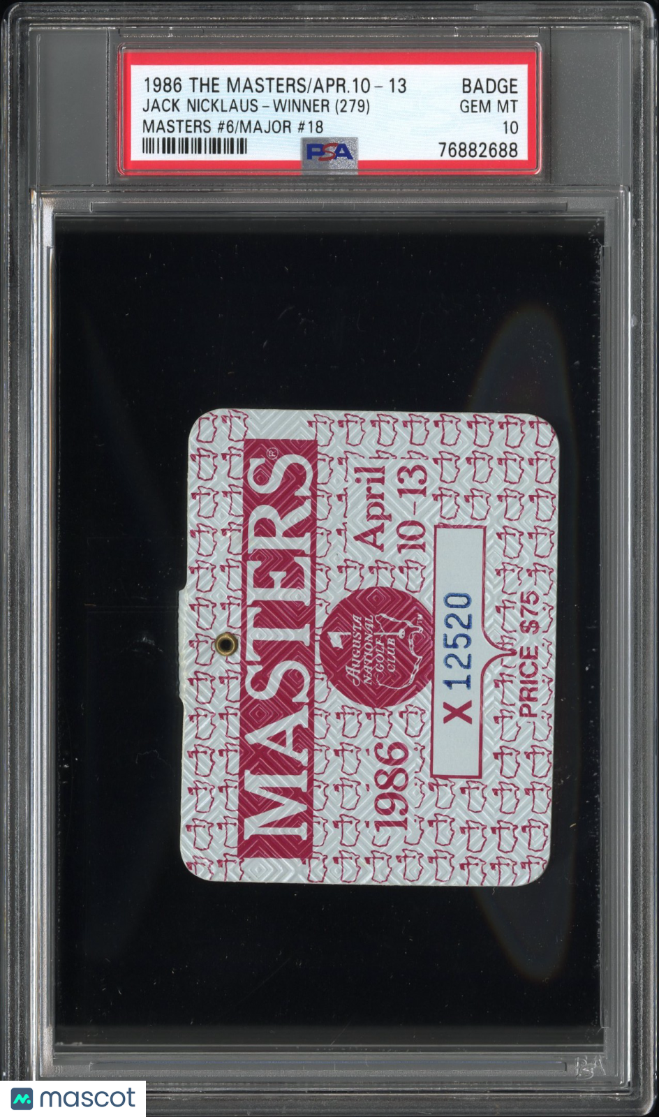 1986 The Masters-Badge Major #18 Masters #6 PSA 10
