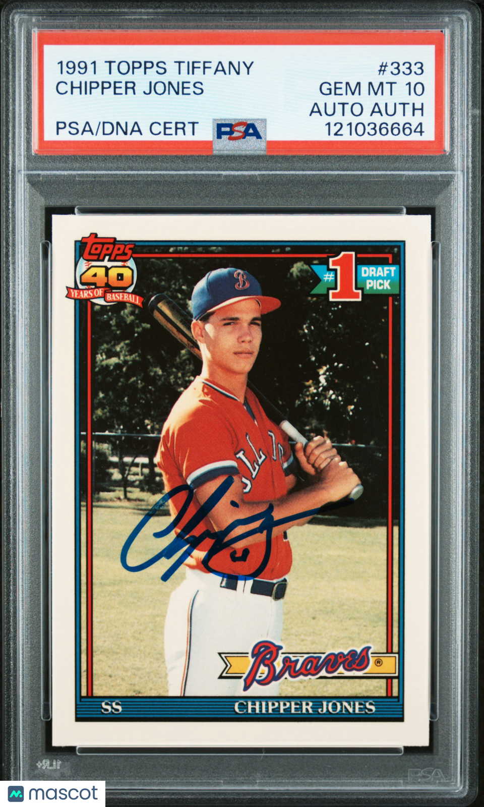 1991 Topps Tiffany Chipper Jones #333 PSA 10 Auto A