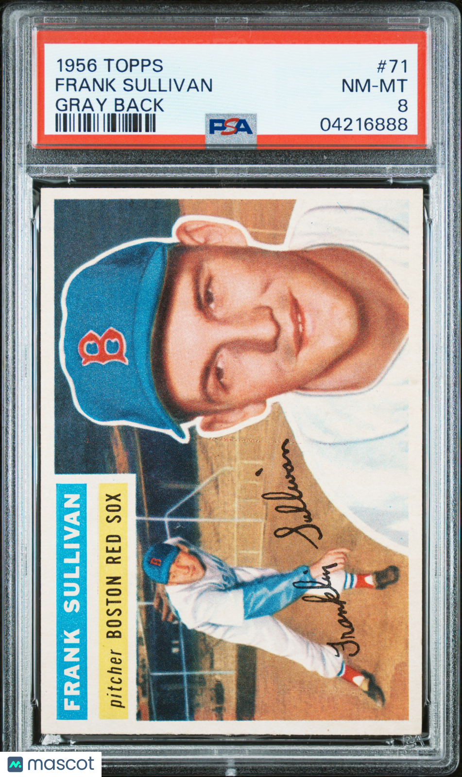 1956 Topps Frank Sullivan #71 Gray Back PSA 8