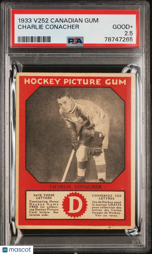 1933 V252 Canadian Gum Charlie Conacher PSA 2.5