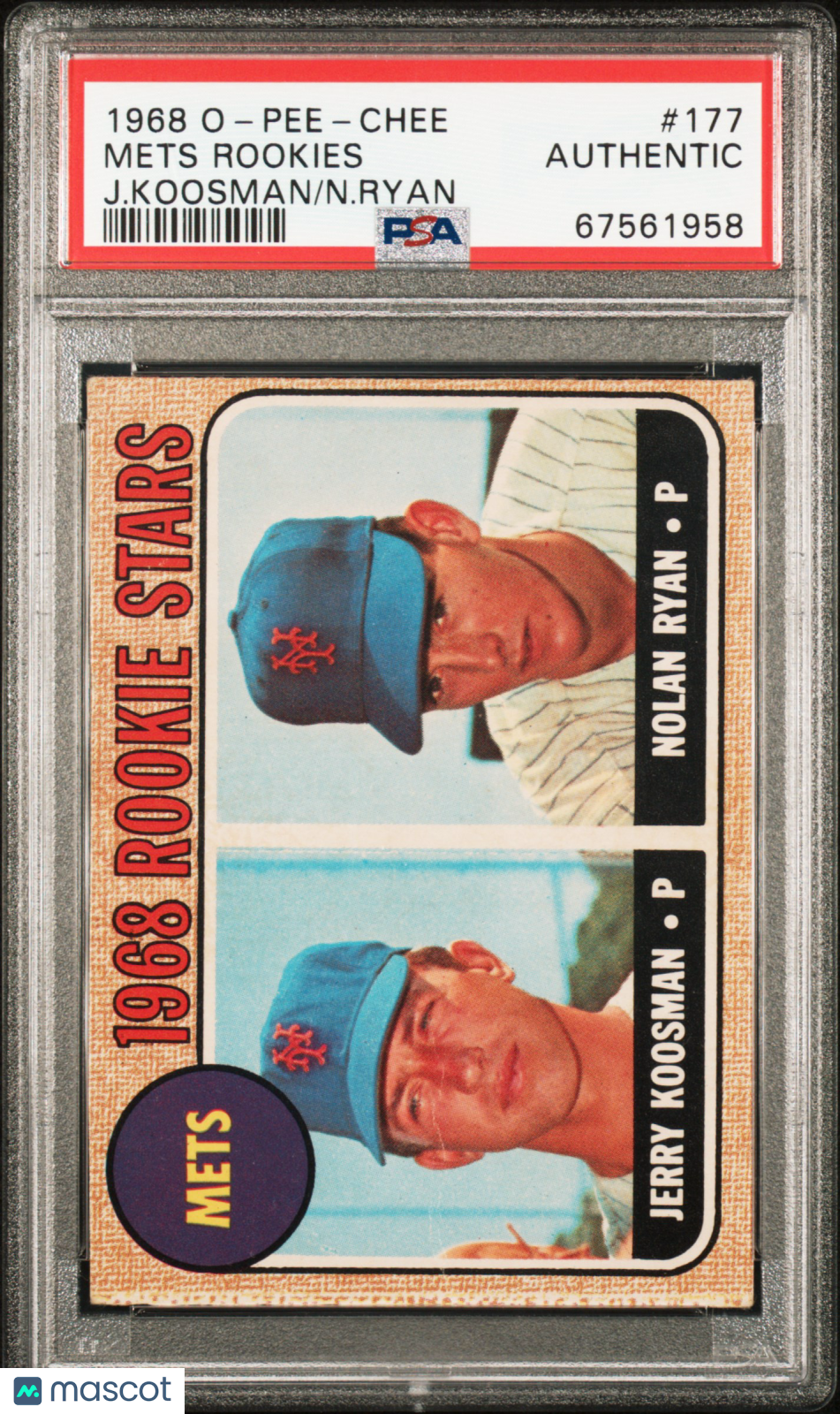 1968 O-Pee-Chee Mets Rookies #177 J. Koosman N. Ryan PSA A