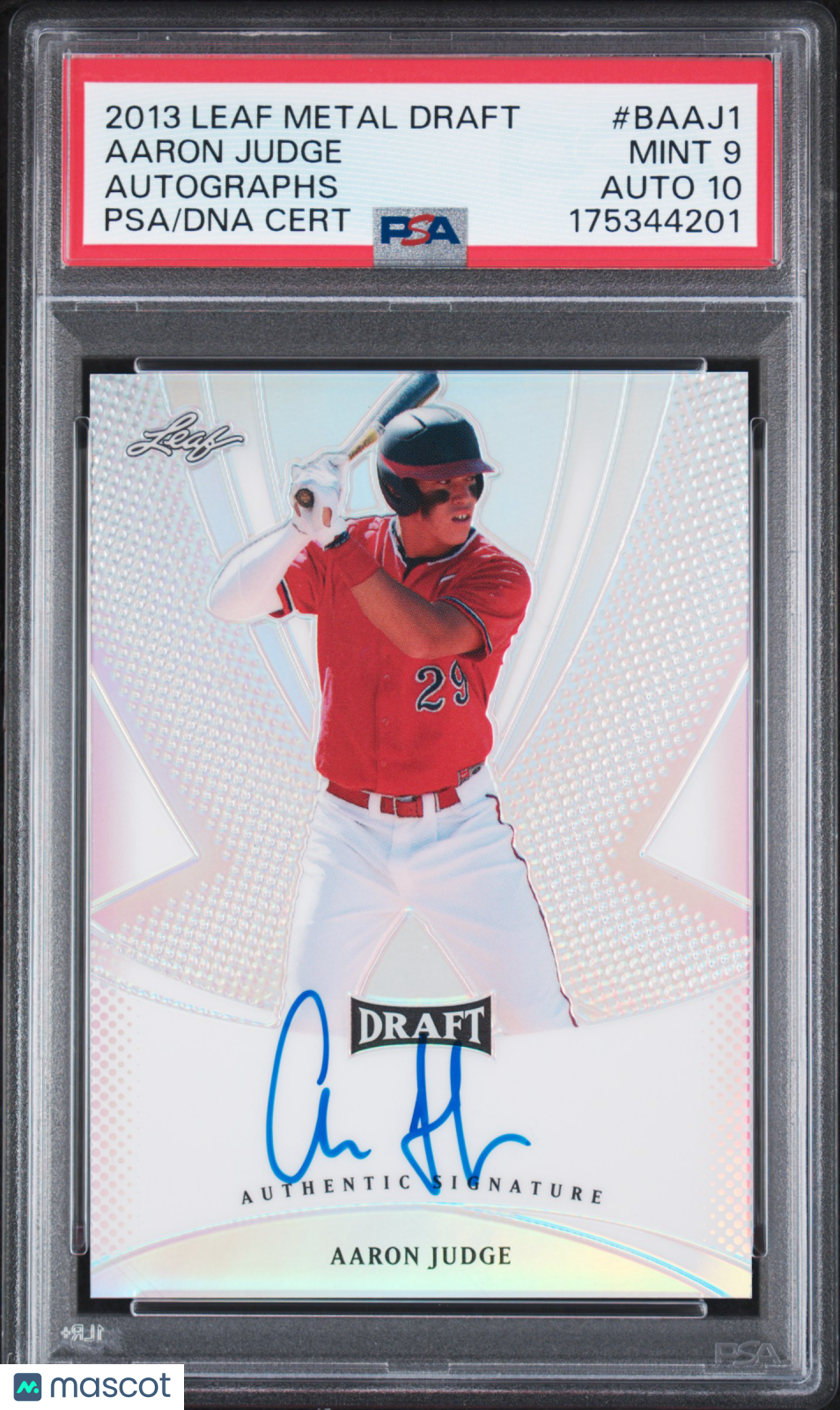 2013 Leaf Metal Draft Autographs Aaron Judge #BAAJ1 PSA 9 Auto 10