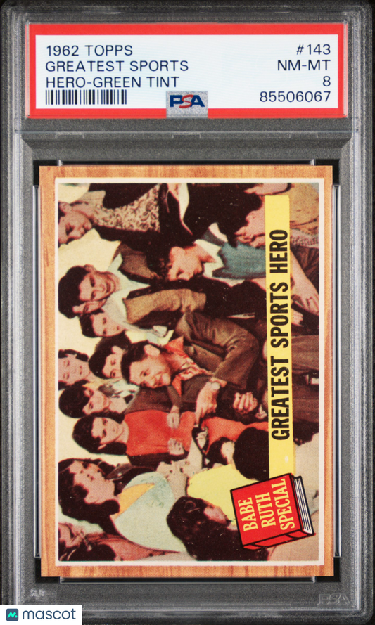 1962 Topps Greatest Sports #143 Hero Green Tint PSA 8