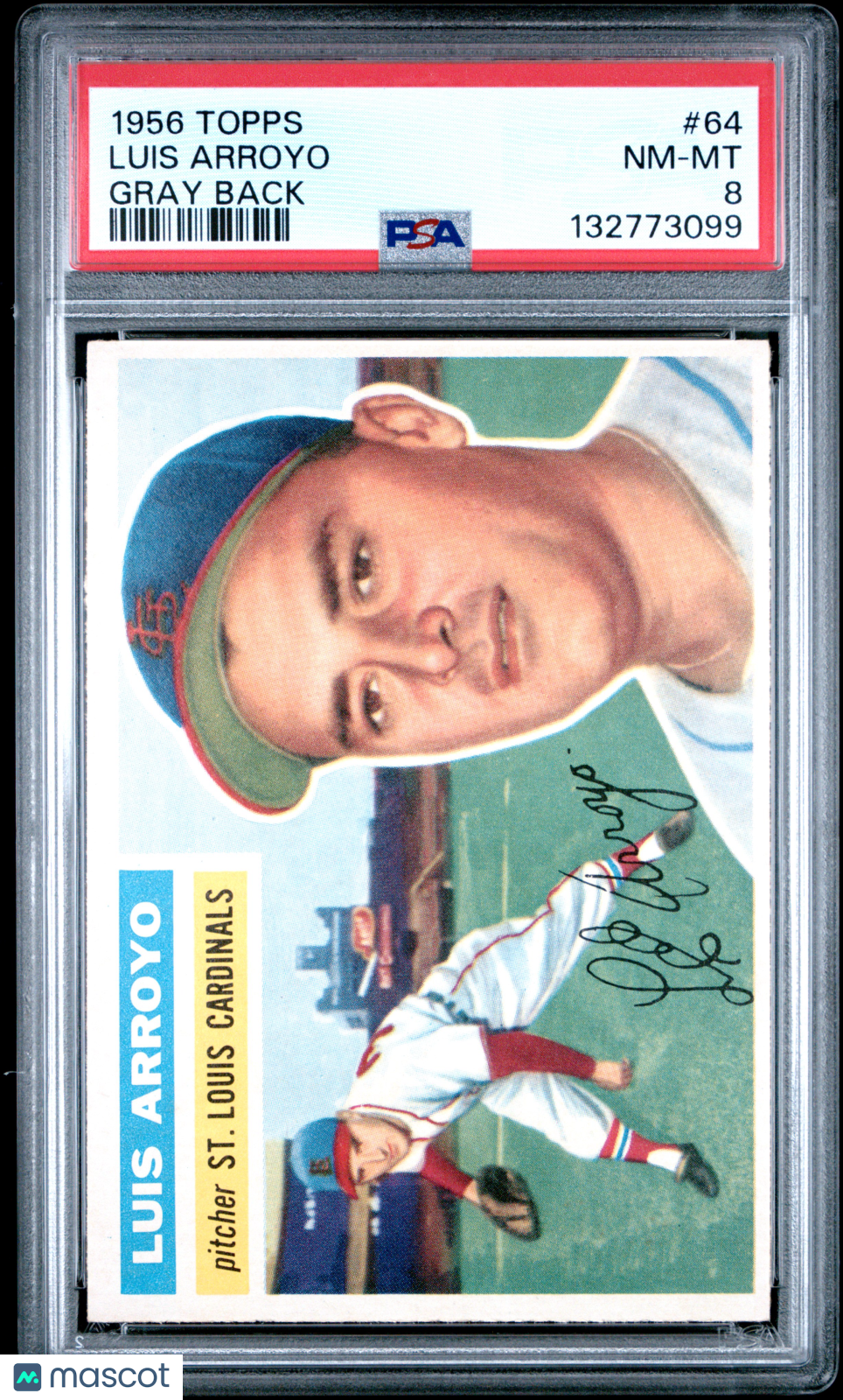 1956 Topps Luis Arroyo #64 Gray Back PSA 8