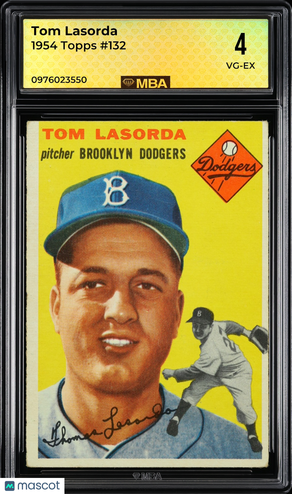 1954 Topps Tom Lasorda #132 MBA 4 RC