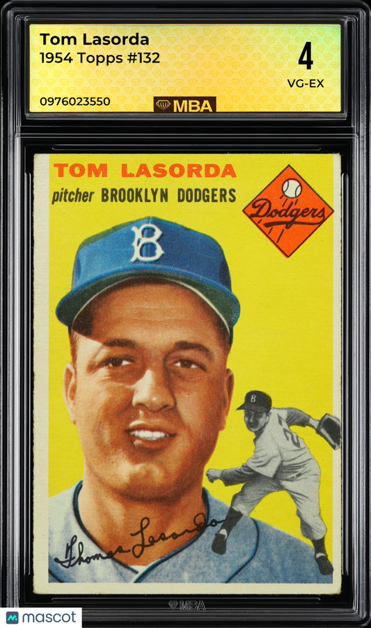 1954 Topps Tom Lasorda #132 MBA 4 RC