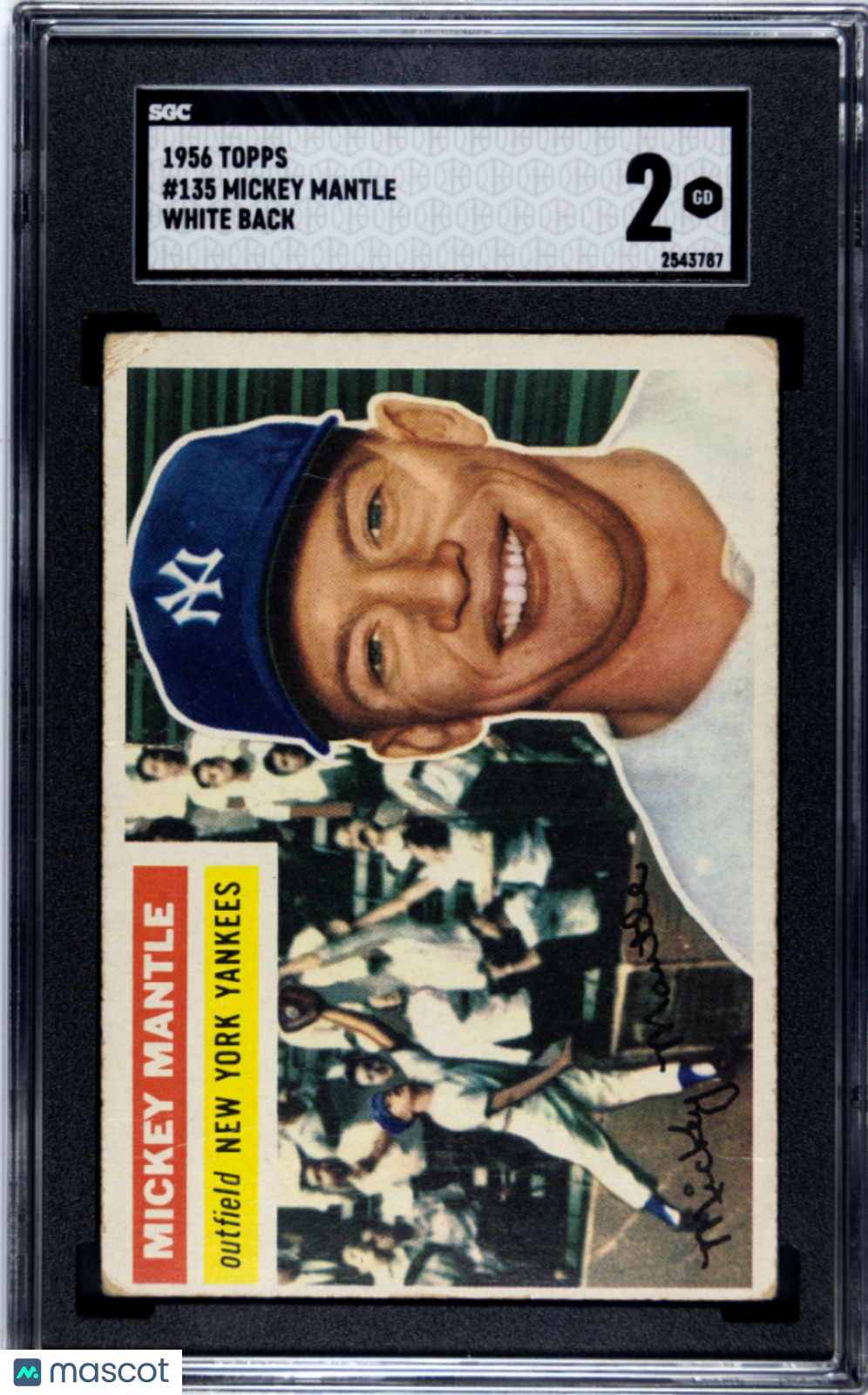 1956 Topps Mickey Mantle #135 White Back SGC 2