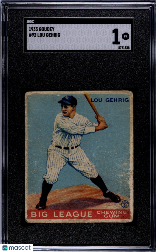 1933 Goudey Lou Gehrig #92 SGC 1