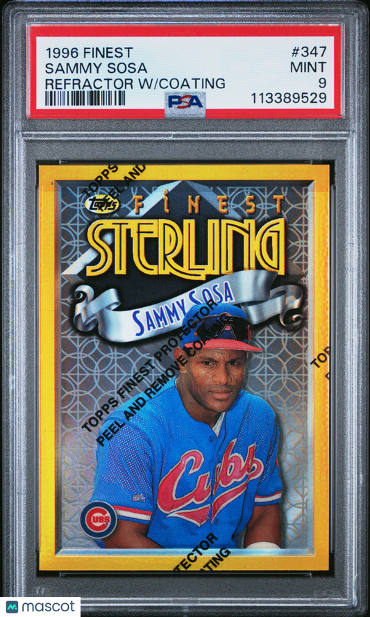 1996 Finest Sammy Sosa #347 Refractor W Coating PSA 9