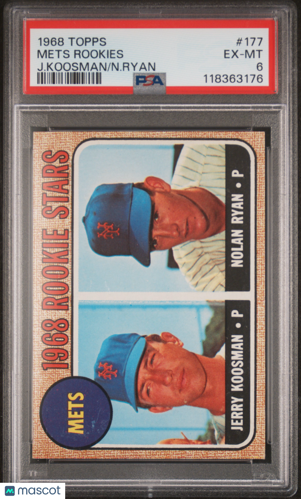 1968 Topps Mets Rookies #177 J. Koosman N. Ryan PSA 6