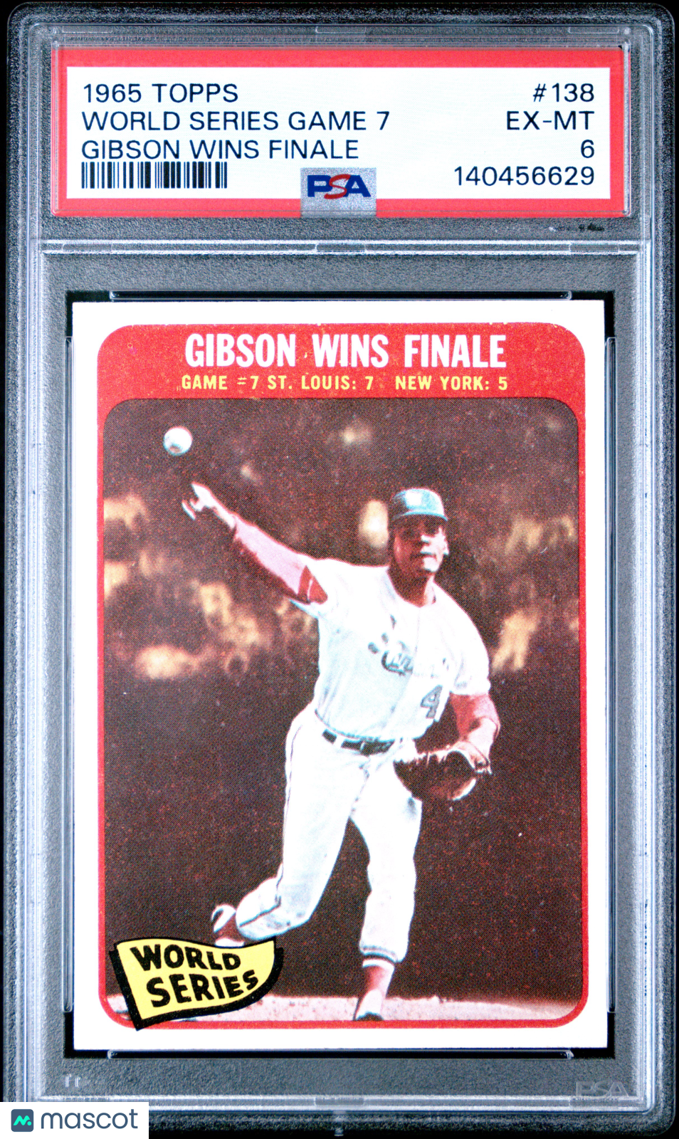 1965 Topps World Series Game 7 #138 Gibson Wins Finale PSA 6