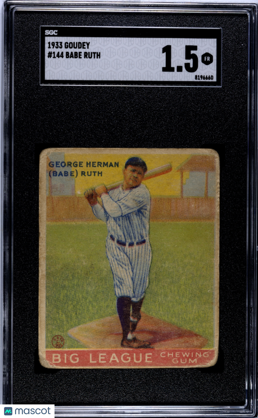 1933 Goudey Babe Ruth #144 SGC 1.5