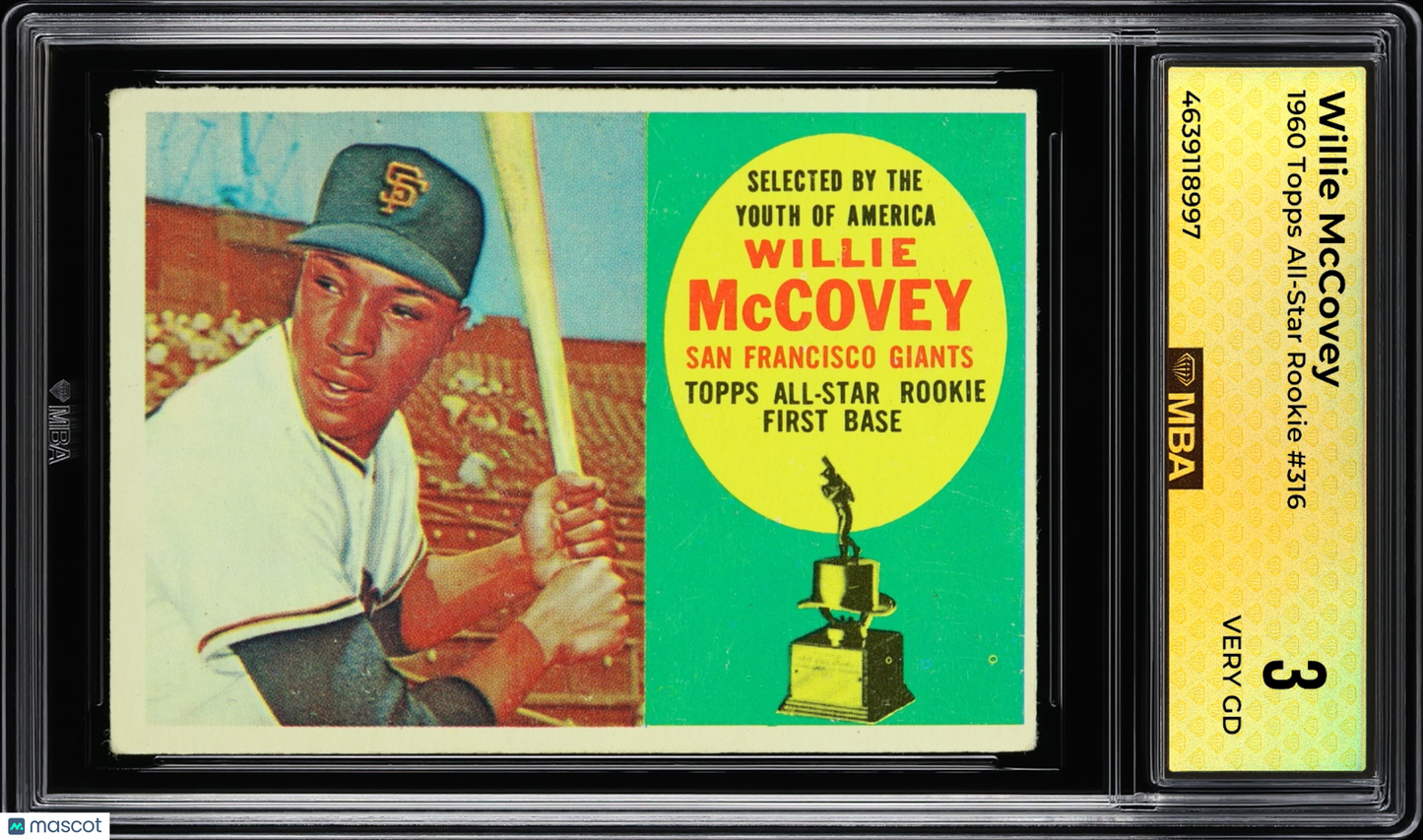 1960 Topps Willie McCovey #316 All-Star Rookie MBA 3