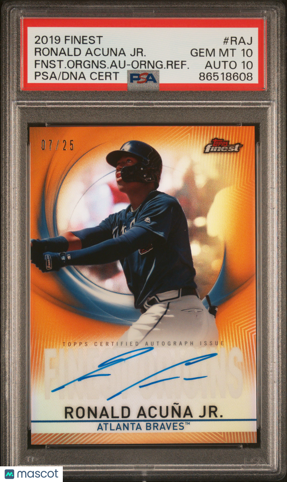 2019 Finest Origins Autograph Ronald Acuna JR  Refractor PSA 10 /25 Auto 10