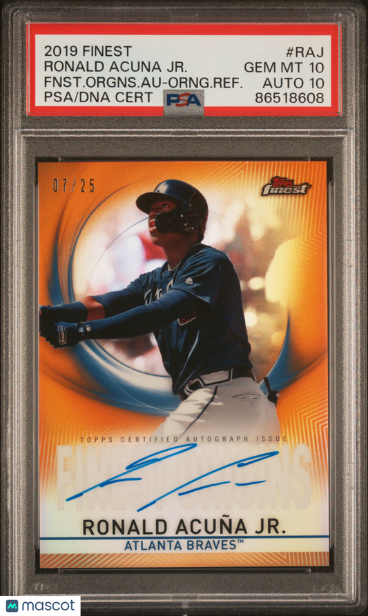 2019 Finest Origins Autograph Ronald Acuna JR  Refractor PSA 10 /25 Auto 10