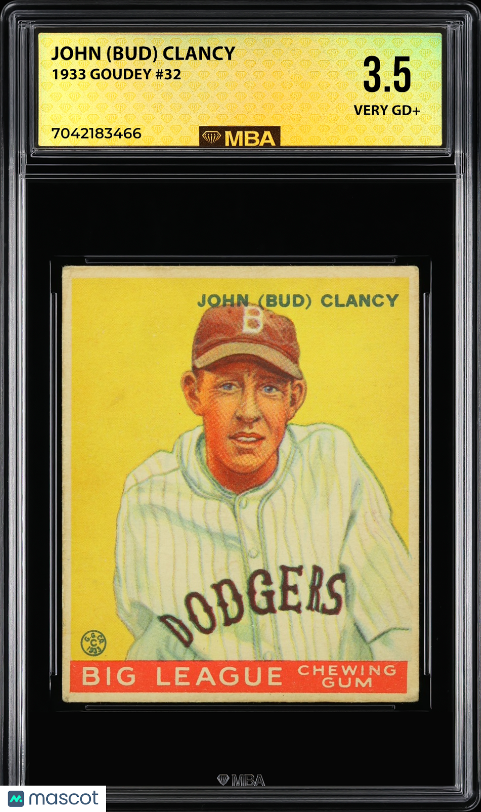1933 Goudey John (Bud) Clancy #32 MBA 3.5