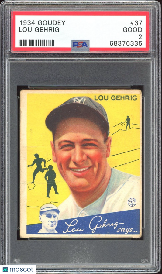 1934 Goudey Lou Gehrig #37 PSA 2