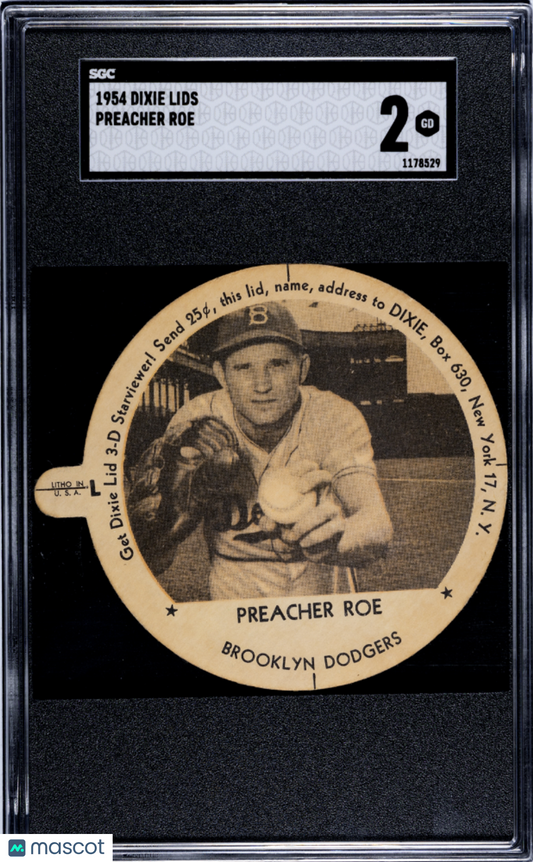 1954 Dixie Lids Preacher Roe SGC 2