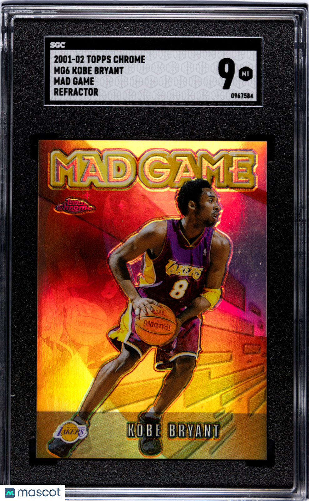 2001 Topps Chrome Kobe Bryant #MG6 Mad Game Refractor SGC 9