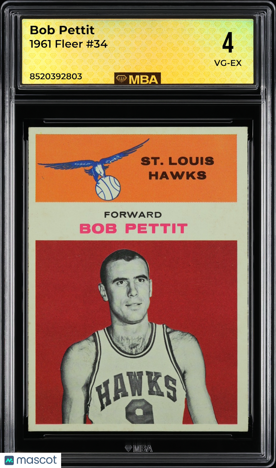 1961 Fleer Bob Pettit #34 MBA 4