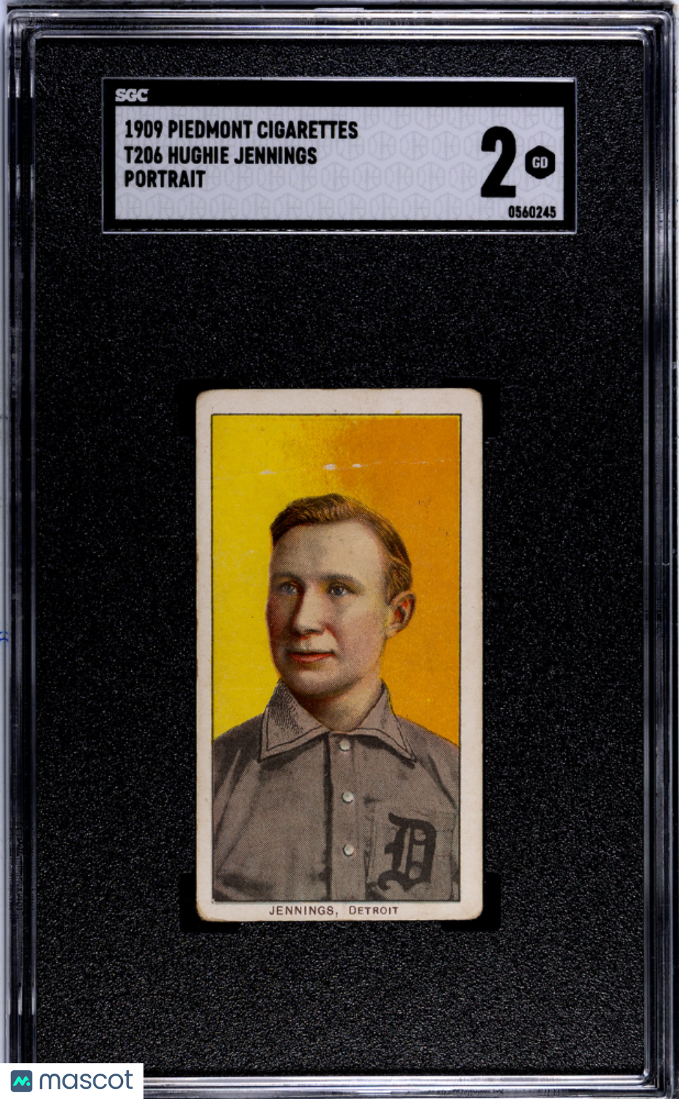 1909 Piedmont Cigarettes (T206) Hughie Jennings Portrait SGC 2