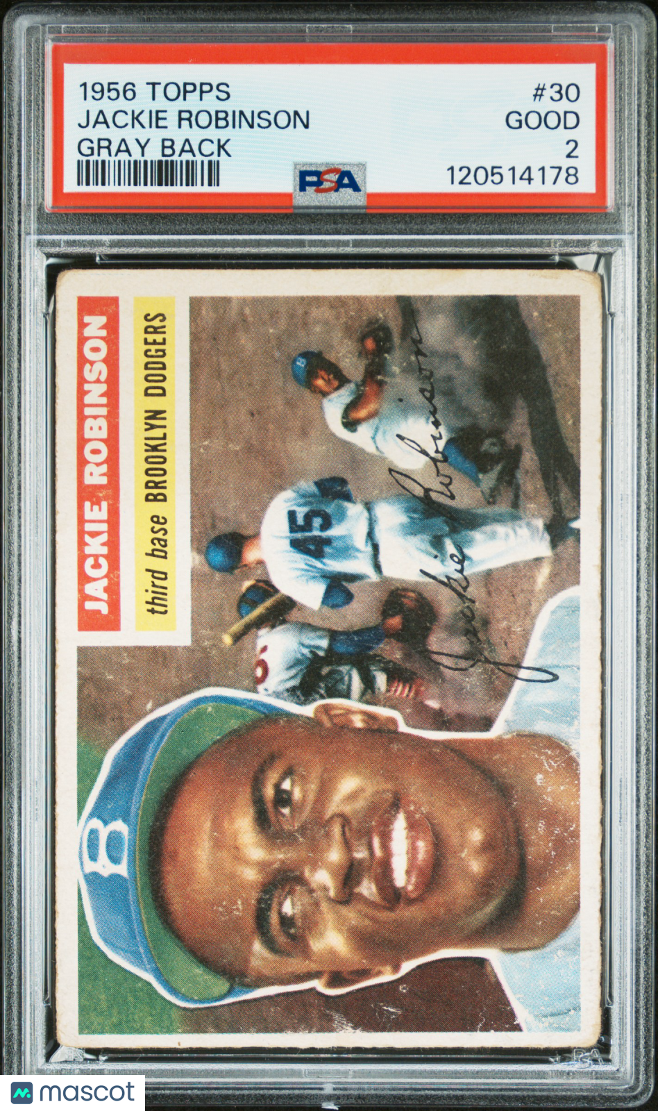 1956 Topps Jackie Robinson #30 Gray Back PSA 2
